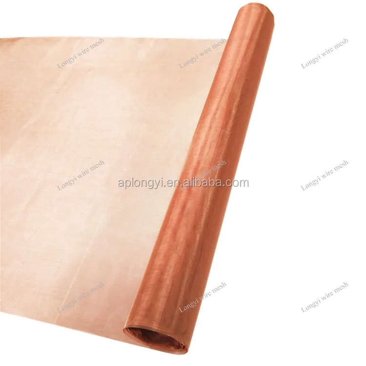 
LY EMI rfid shielding red copper woven wire cloth 200 250 300 325 mesh ultra fine micron filter copper fabric 