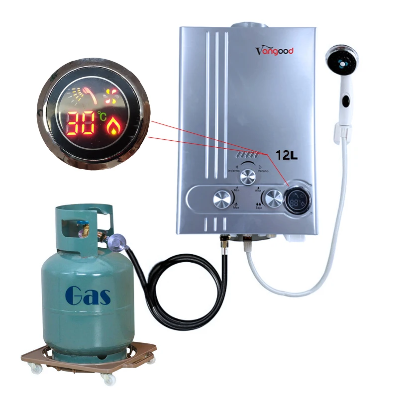 12L CNG Gas Hot Water Heater Propane Tankless Instant Boiler Stainless Steel CE