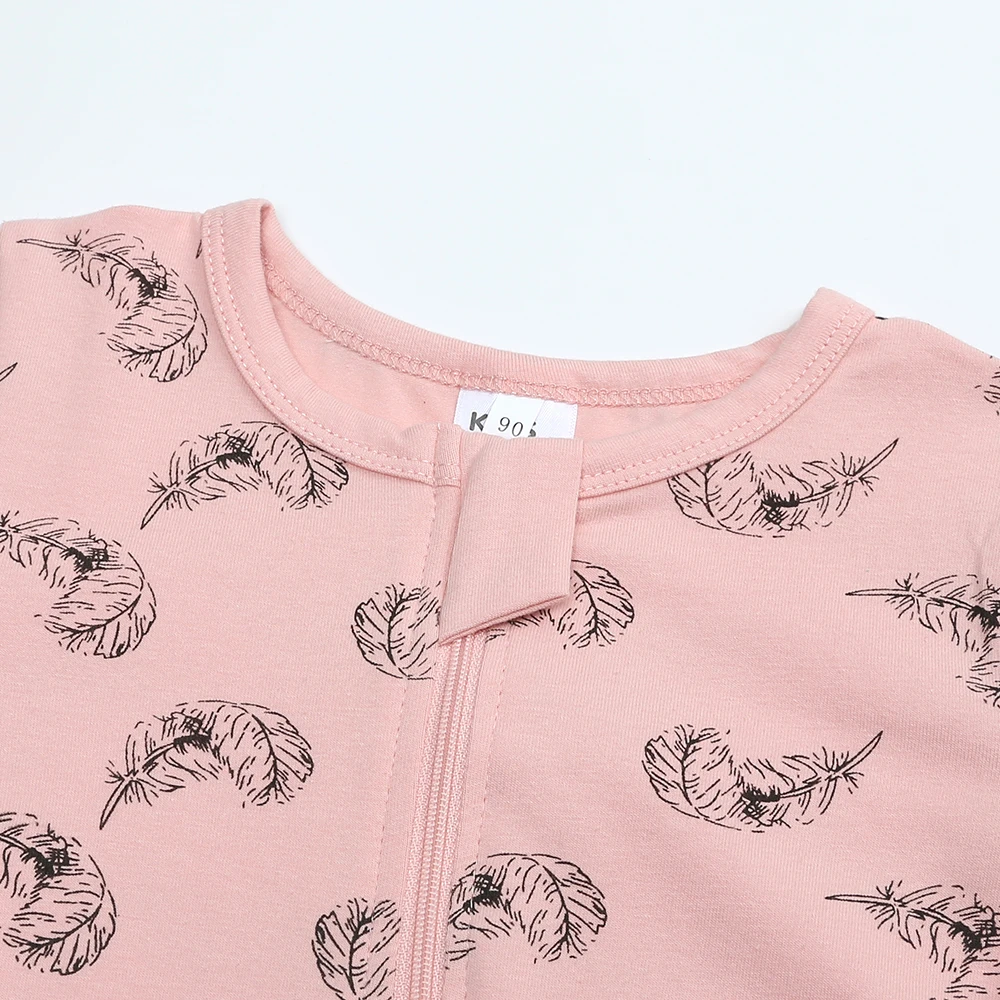 Комбинезоны для маленьких девочек, пижама на двойной молнии, пижама из органического хлопка, Одежда для новорожденных