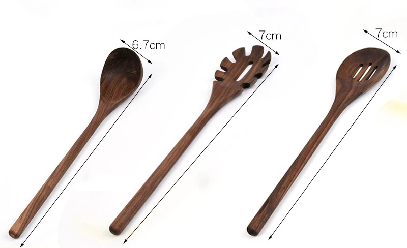 black walnut Wooden Spoons Utensils For Cooking Set With Spoon Rest Comfort Grip 6pces a set