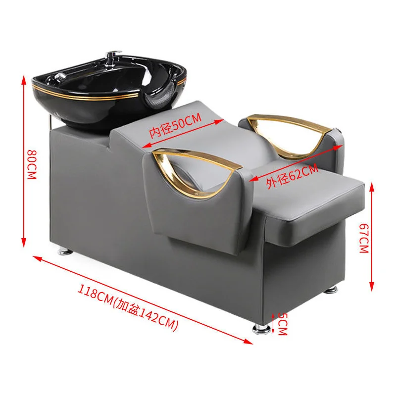 Lying Hot Sale Hair Salon  Comfortable Massage Furniture Head Spa Shampoo Chair Washing Bed With Bowl