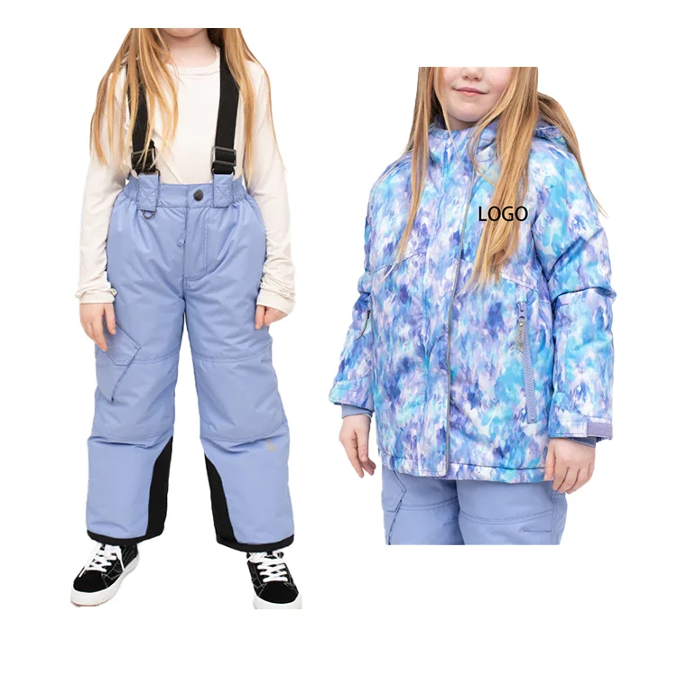 Custom Children Ski Suits 2 Piece Snow Winter Warm Boy Ski Sets Jacket and Pants Outdoor Apparel Kid