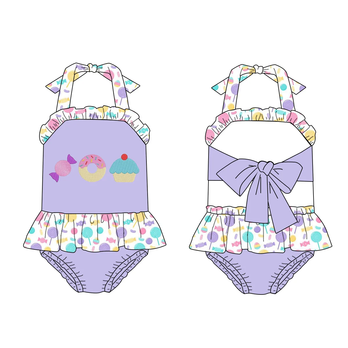 New Arrivals Summer Girls Swimsuit Flower Applique One Piece Children Beachwear Custom Summer Kids Baby Swimwear