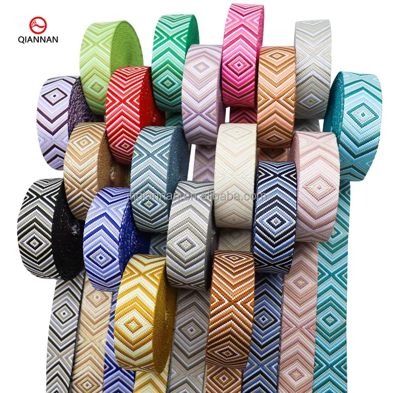 Geometric Pattern Woven Backpack Webbing Tape Female Crossbody Bag Strap Webbing Straps