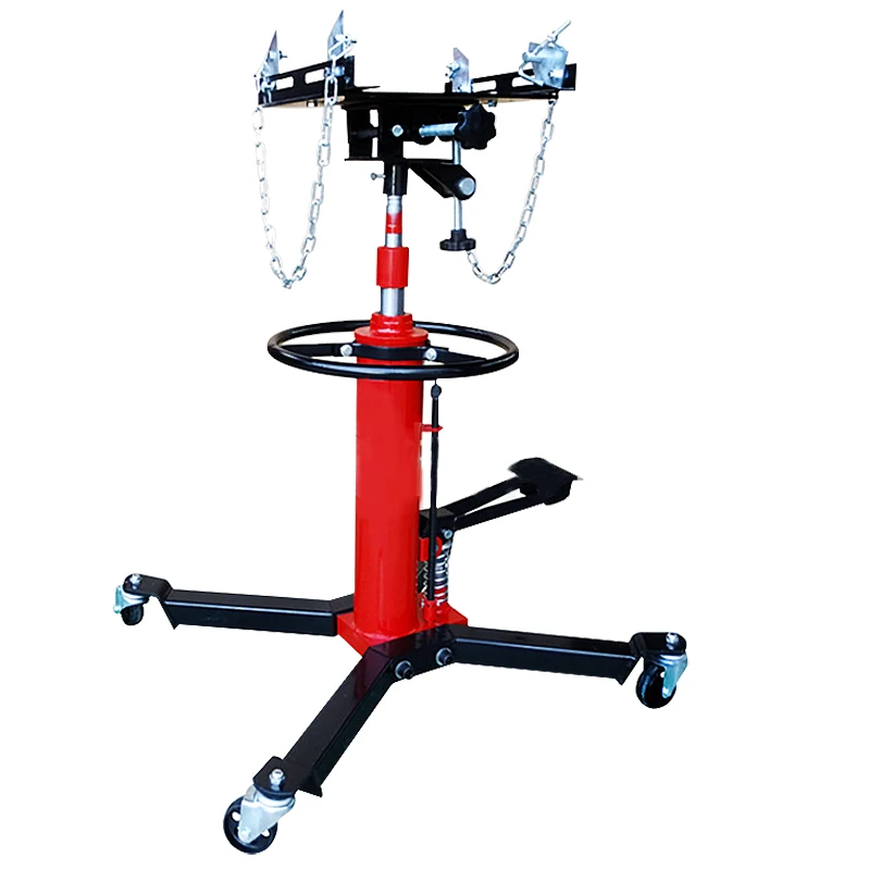 Heavy Duty Semi Truck Stand Gearbox Lifter 0.5Ton 500KG Telescopic Tall Transmission Car Jack With Caster Wheel Safety Chain