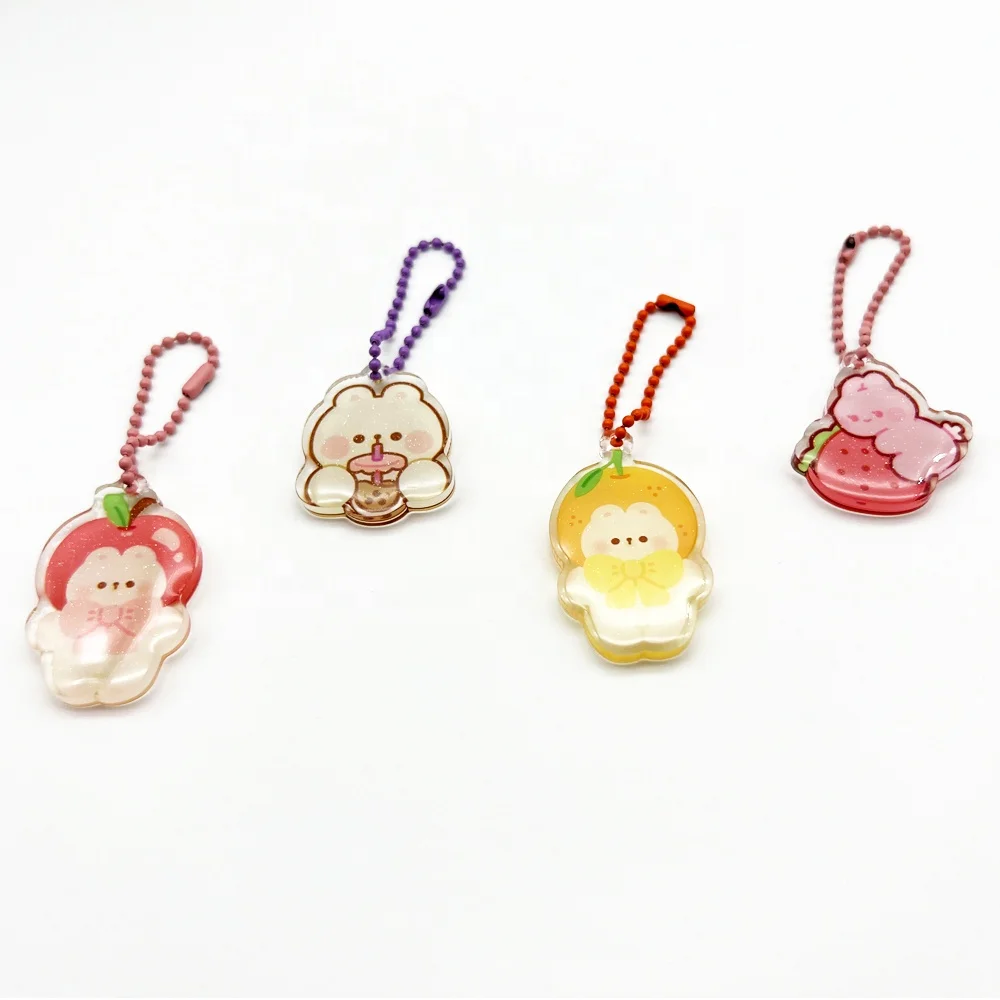 Professional Custom Laser Cut Transparent Acrylic BT21 Keychain Clear Acrylic Printed Keychain Charms as Gift