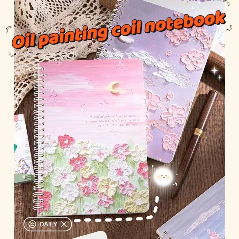 Wholesale A5 coil notebook notebook portatil oil painting diary notebook