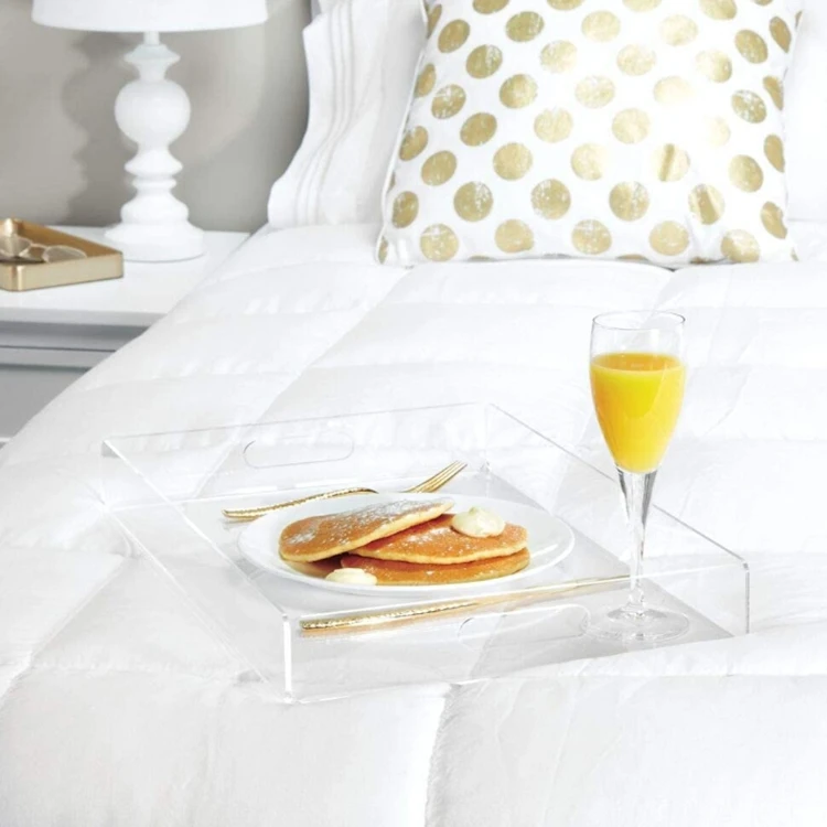 Unique Design Hot Sale Acrylic Clear Rectangle Luxury Food Plastic Serving Tray