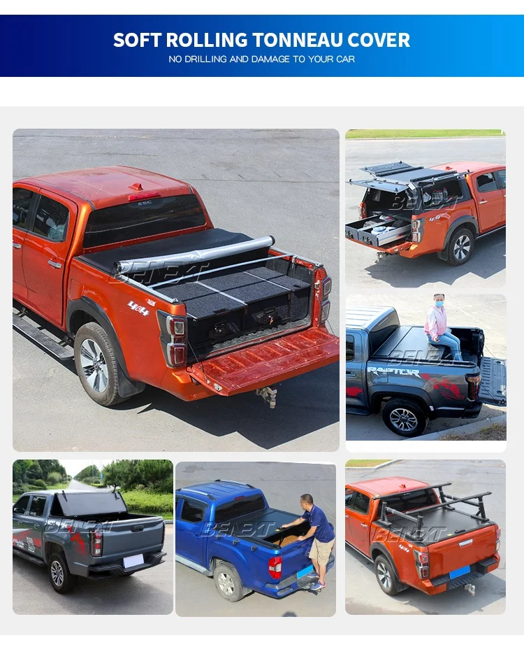 Great Wall Poer Aluminum Alloy Pickup Truck Bed Tonneau Cover Manual Roll-up tri Folding cover f150 for ford maverick ranger T9