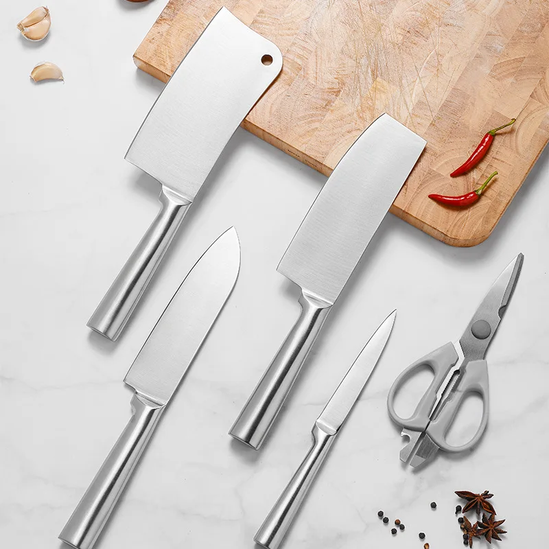 6pcs japan kitchen knife bulk wholesale knives white Stainless Steel Cutlery Kitchen Knife Set With Hollow Handle