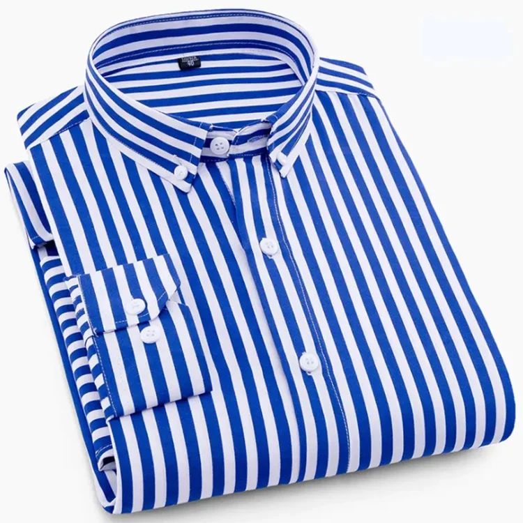 Custom Logo Men Long / Short Sleeve Casual Business Cotton Shirts Formal Office Dress Plaid Shirt For Men
