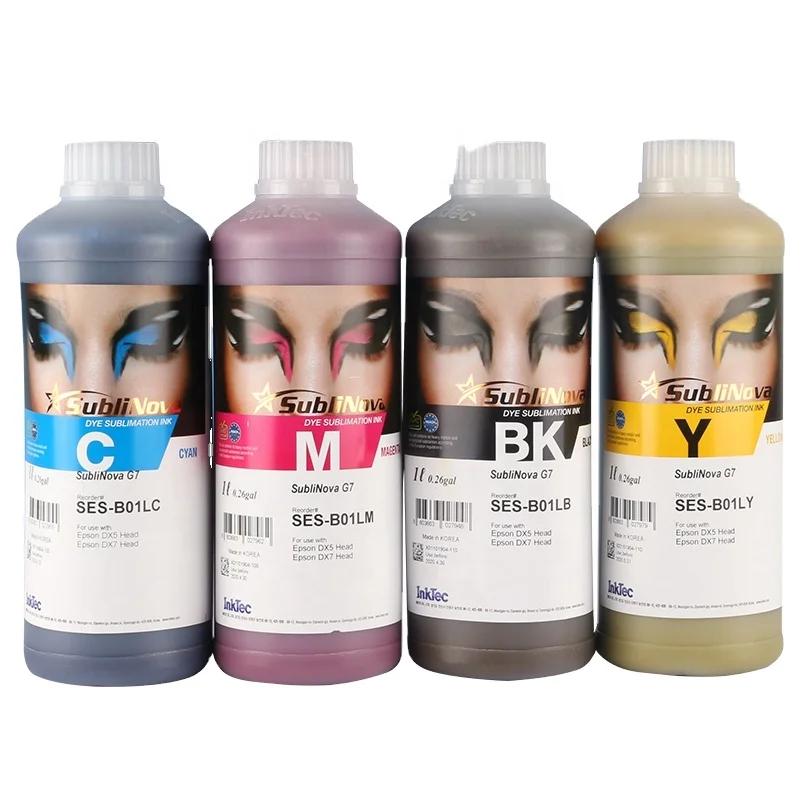 Guangzhou 1000ml HIGH DENSITY Korea inktec sublinova G7 SES dye sublimation ink bottle for DX5 DX7 TFP head F9300/F9330/F9370