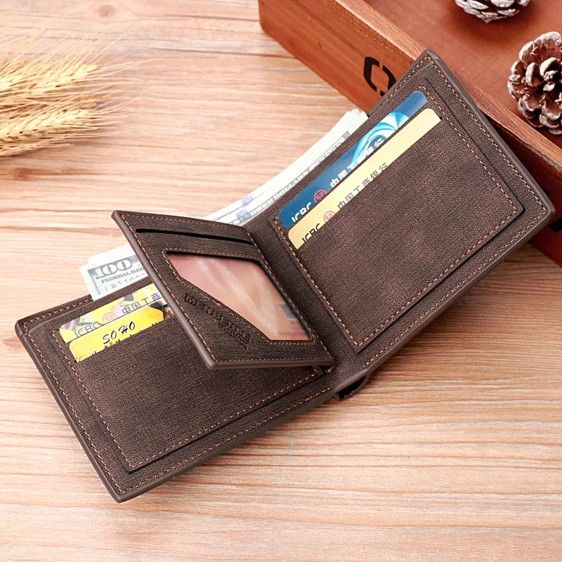 Stylish Pu Leather Wallet Men Simple Casual Short Male Wallet Small Clutch Purse
