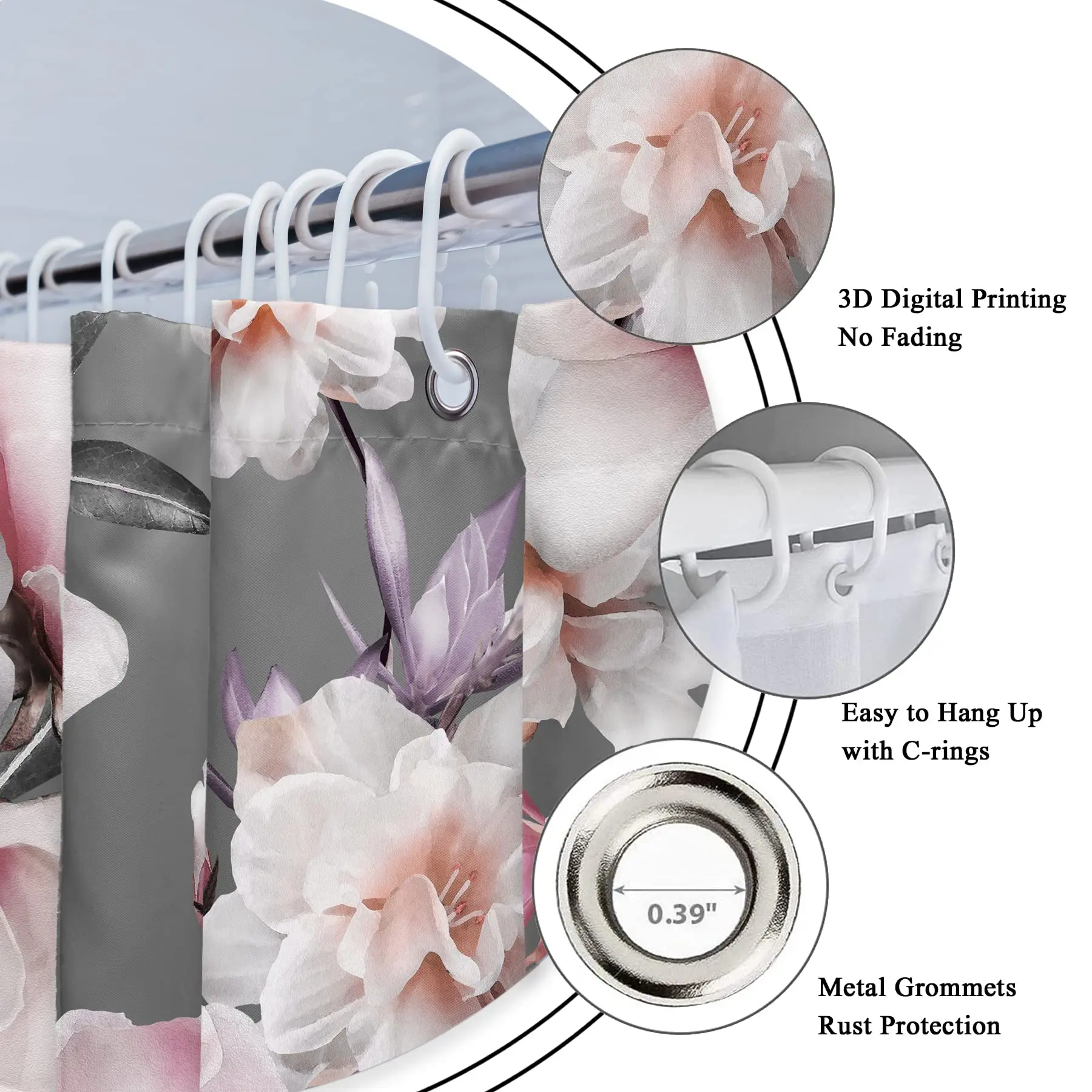 Tropical Green Botanical Bathroom Decor Shower Curtain Nature Plant Waterproof Fabric Shower Curtain