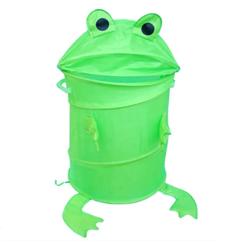 OEM custom cartoon frog quick opening colapsible toys pet animal storage bucket