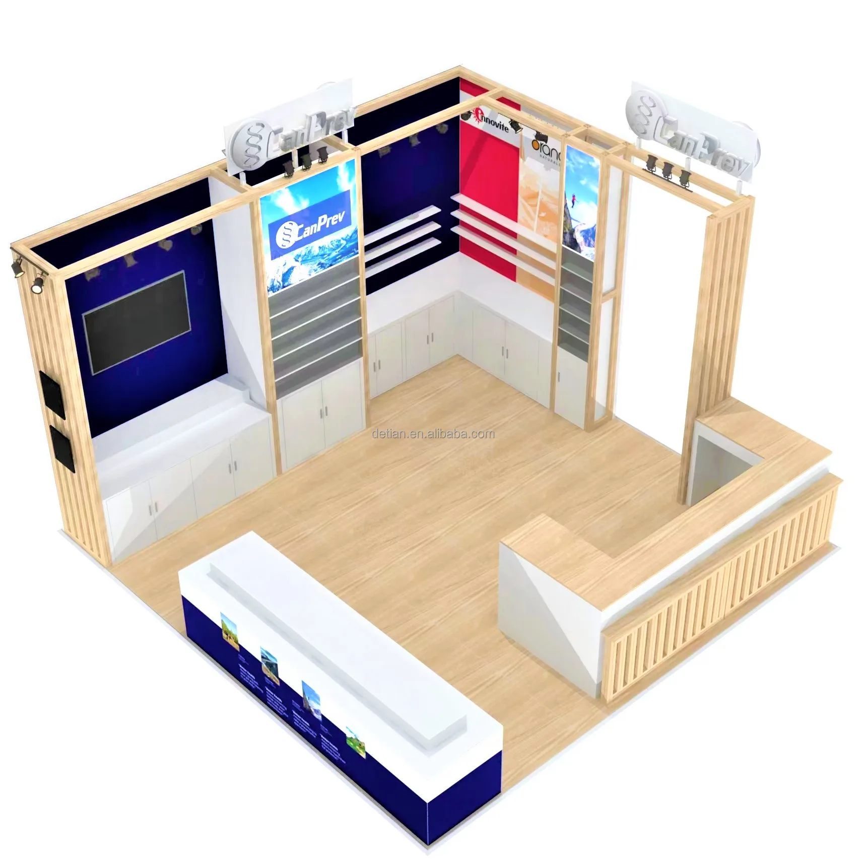 Detian offer 20 x 20 Modular Display Cases And Custom Aluminium Backlit Design Exhibition Trade Show Booth