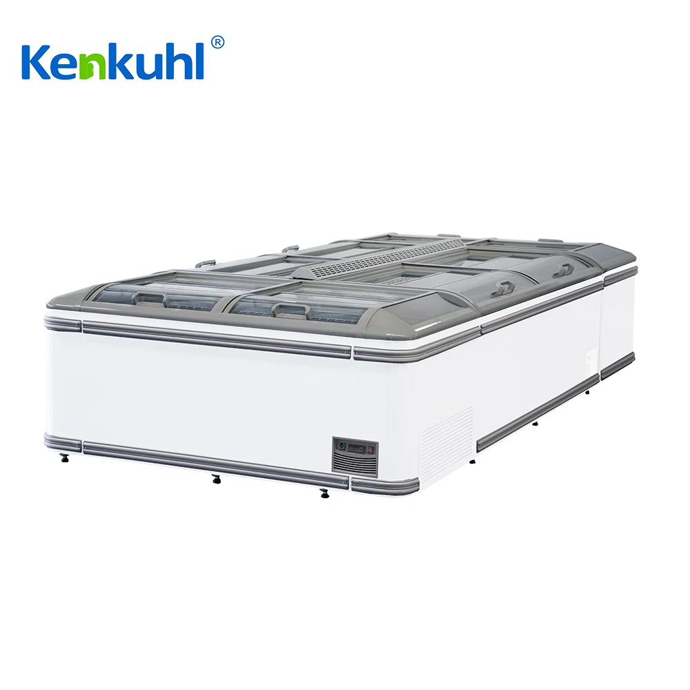 Kenkuhl up and down three glasses sliding double door inverter ice cream  fridge freezer refrigerator supermarket showcases