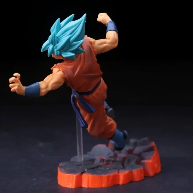 Japanese 14CM Anime Figurine Dragon Blue Hair to Ball Z Heros Super Saiyan Son Goku Model Toy