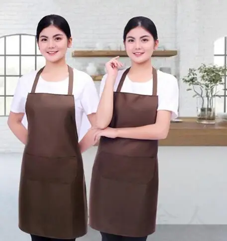 Wholesale Custom Logo Cotton Polyester Waterproof Chef Cooking Aprons For Cafe Restaurants Kitchen Apron