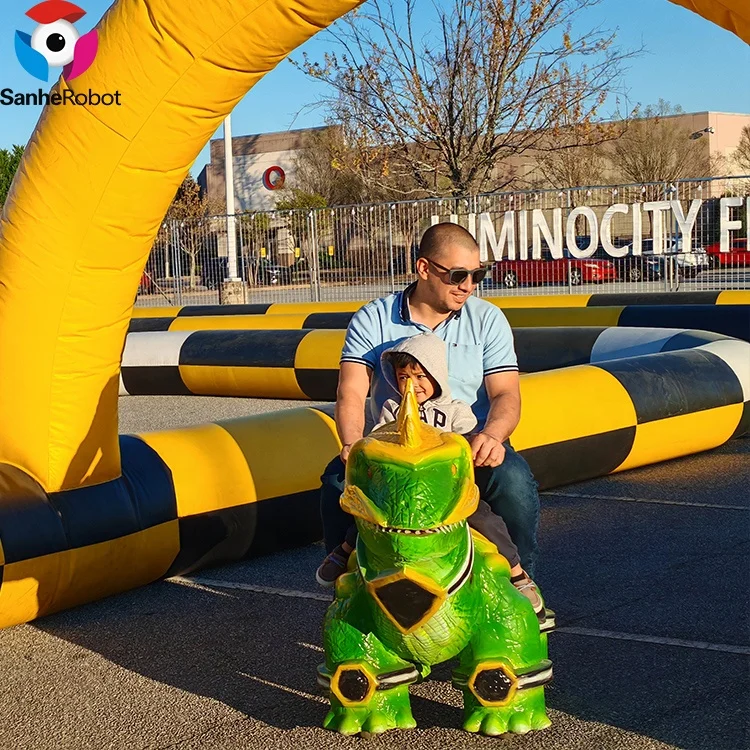 2024 New Coin Operated Kids Ride Machine 2 Seats Animatronic Dinosaur Riding Car Child Ride On Toy