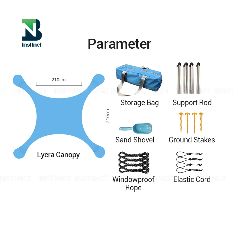 INSTINCT  Camping canopy Beach Canopy Awning lycra Sunshade Beach Tent With Sandbag  Aluminum Poles Sun Shelter