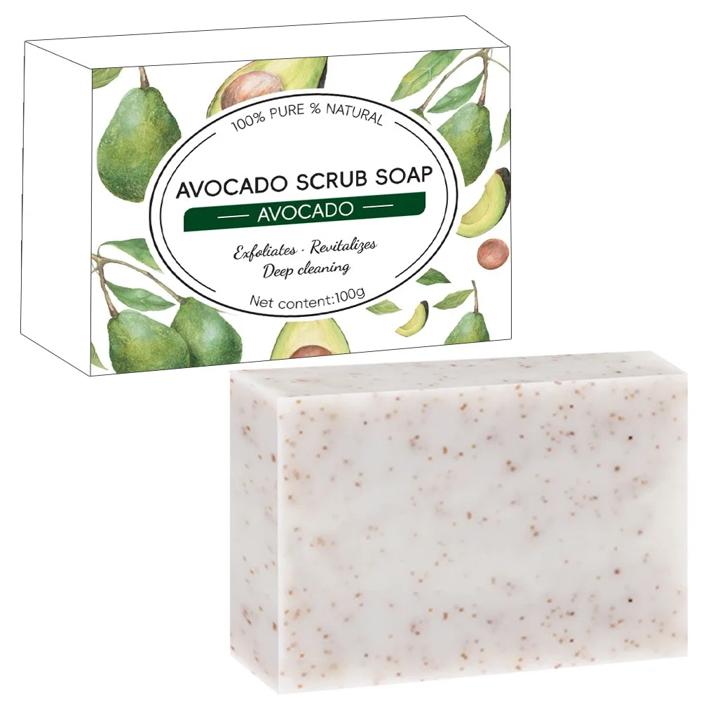 Handmade Olive Oil Scrub Coconut Oil Soap Coffee Goat Milk Avocado Soap Lightening Oatmeal Face Bath Scrub Walnuts Soap Bar