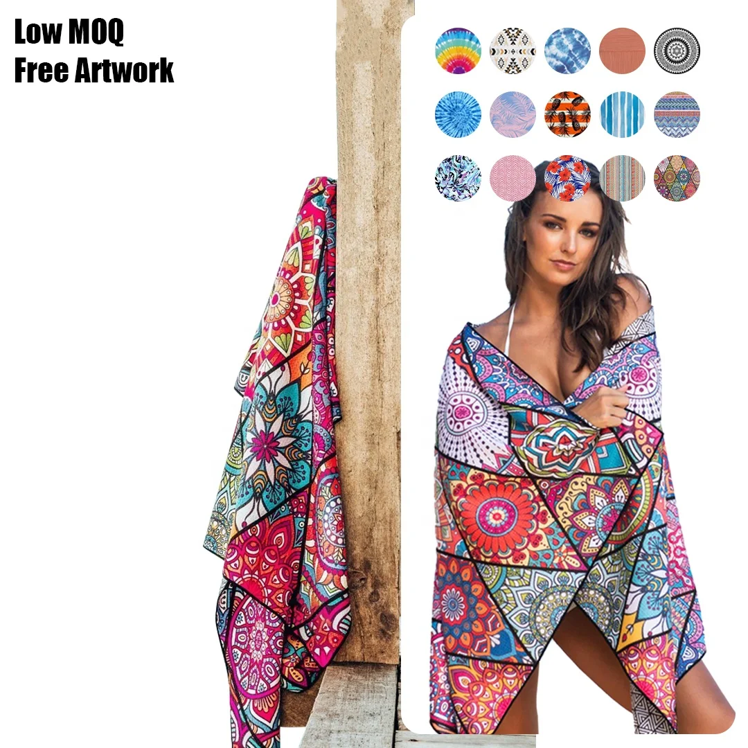Custom Printed Microfiber Beach Towel Sand Free Absorbent Towel