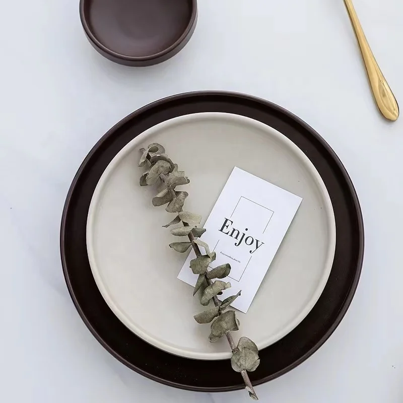 Керамическая посуда под заказ керамическая из реактивной глазури Обеденный набор с чашками тарелки