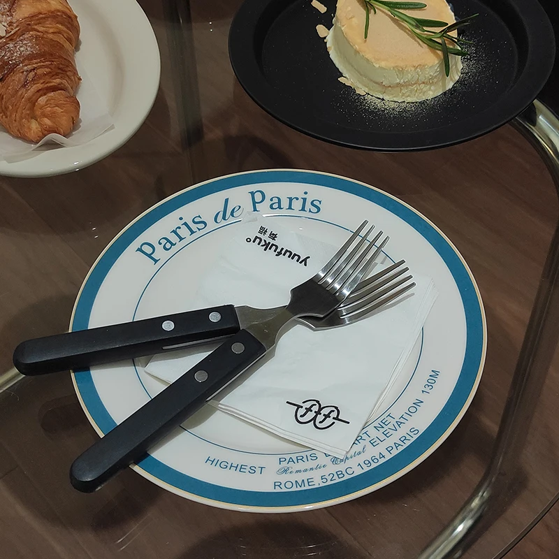 8 inch Bone China Paris Ceramic Plate Fruit Plate Dishes Tableware for Home Decor