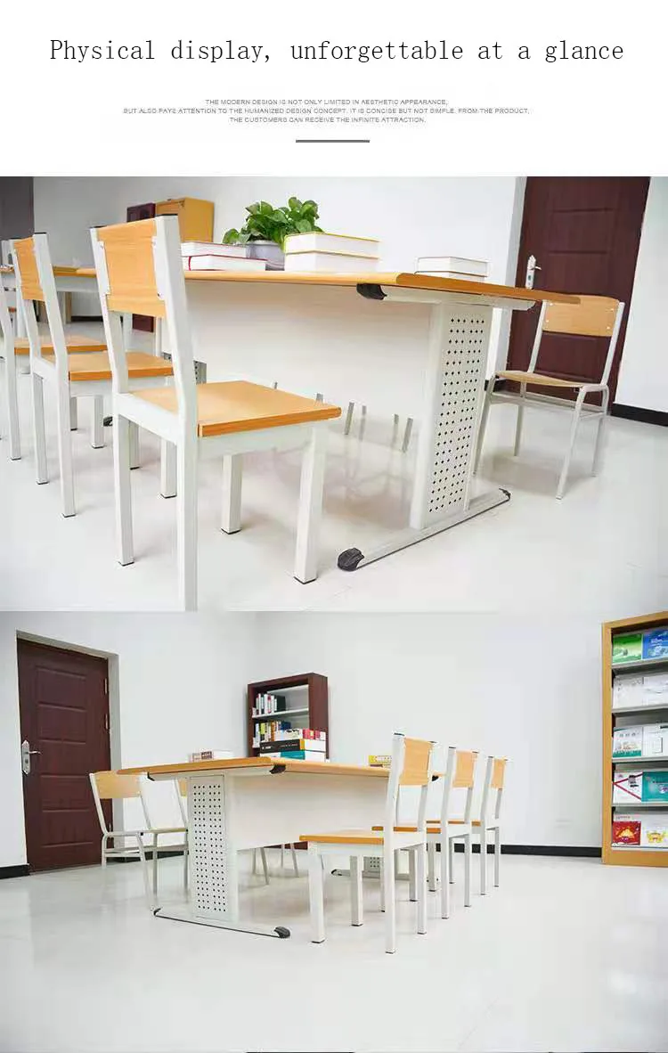 School library reading room tables bookstore meeting room study desk for students steel wood conference table and chairs set