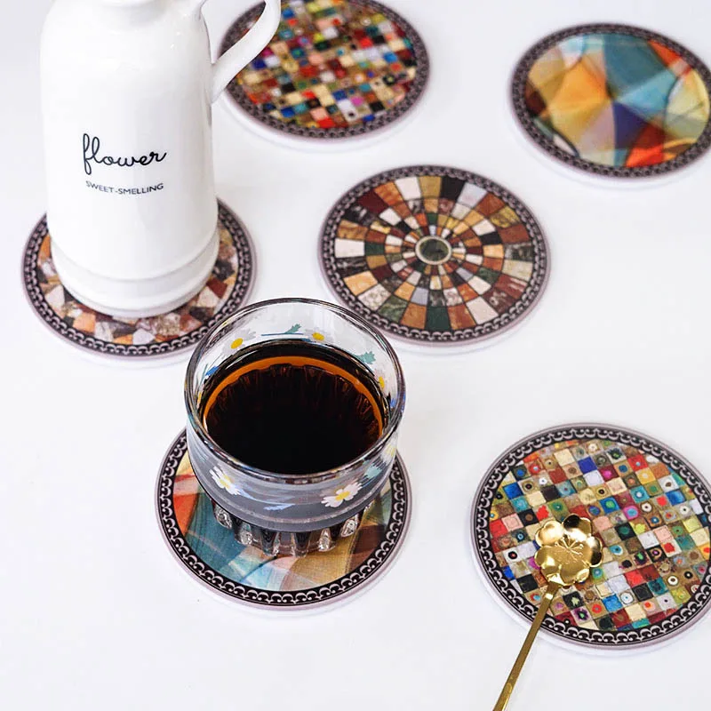 wholesale black white pink blue gold agate look coasters resin agate coaster