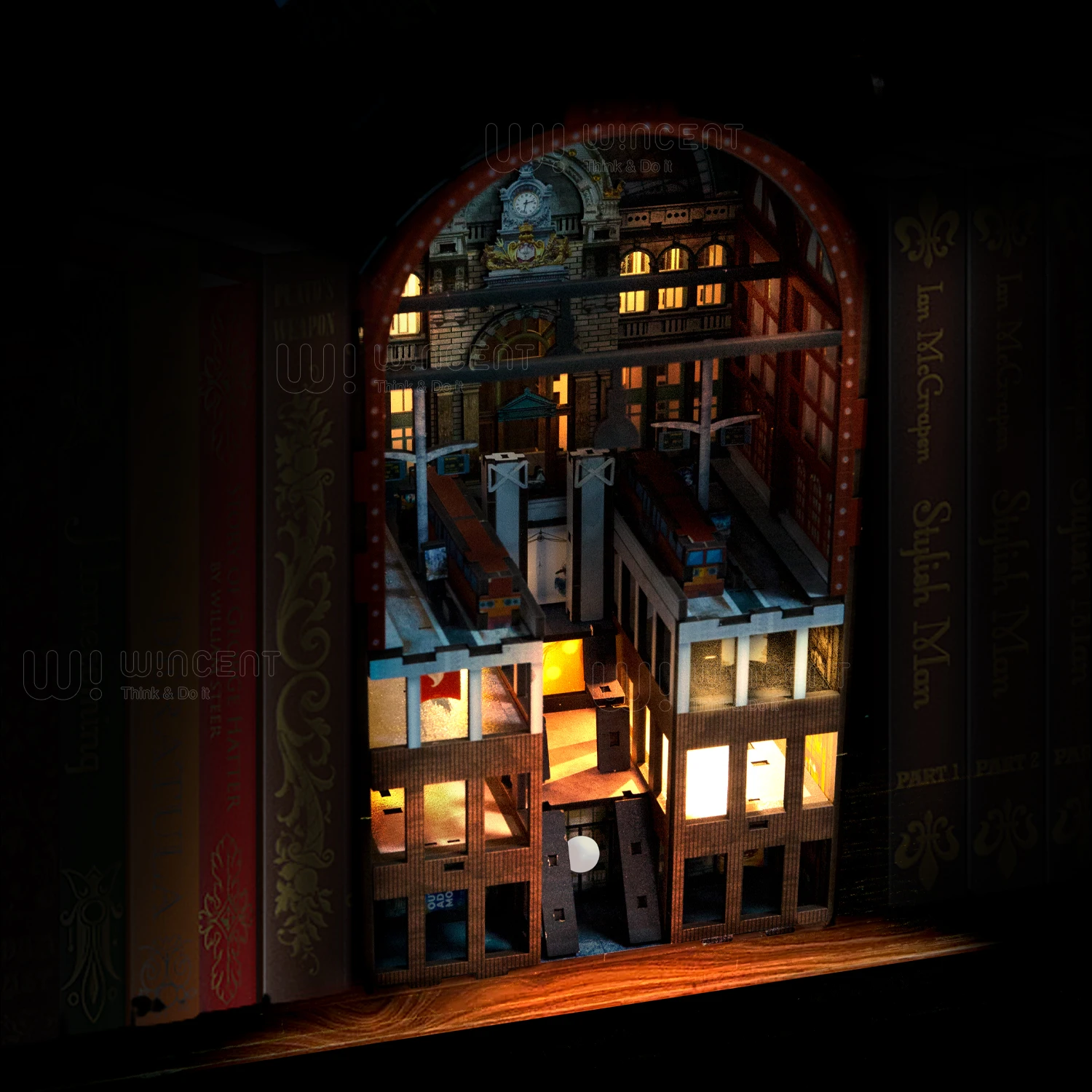 Factory Direct Sale Unfinished Wood Puzzle 3D Book Stand Bookends Home Decor Decorative Book Nook Kit Gifts and Crafts