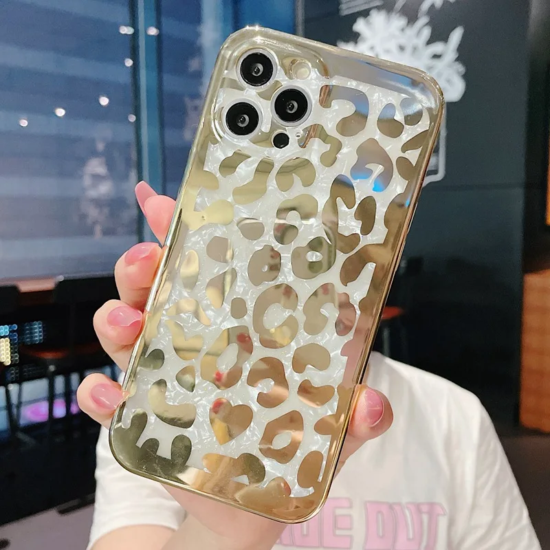For Gold electroplating leopard print case Pattern phone cases for iphone x xr xs 11 12 13 pro max