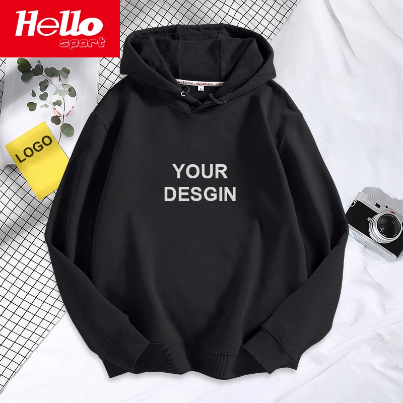 Уличный спортивный однотонный хлопковый Мужской пуловер большого размера с тиснением на заказ, толстовки с капюшоном и вырезом лодочкой с логотипом