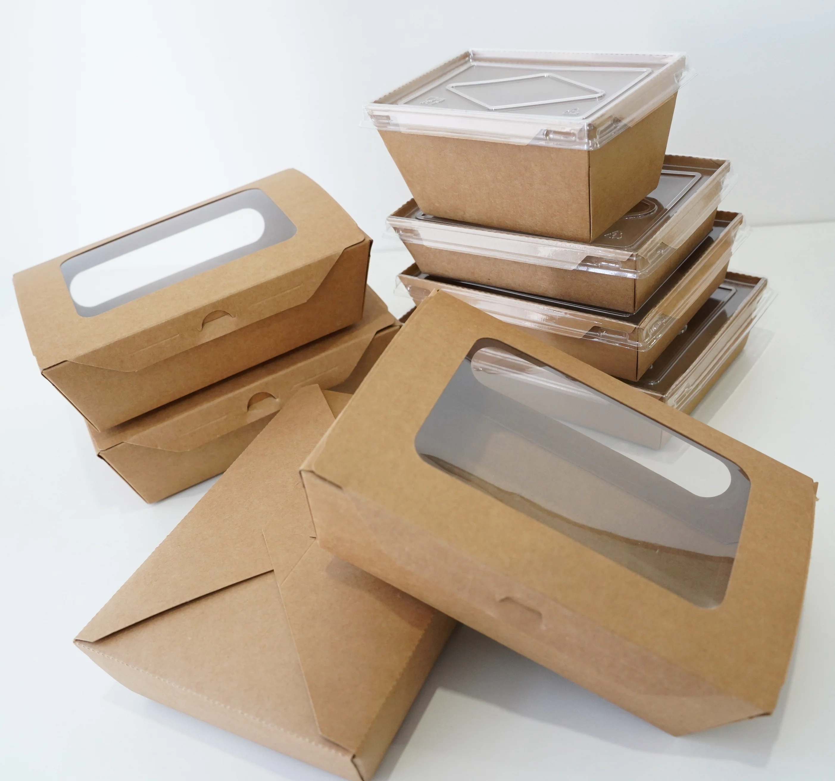 Custom Brand printed  food packaging box kraft paper take away for Pastries Cake Salad