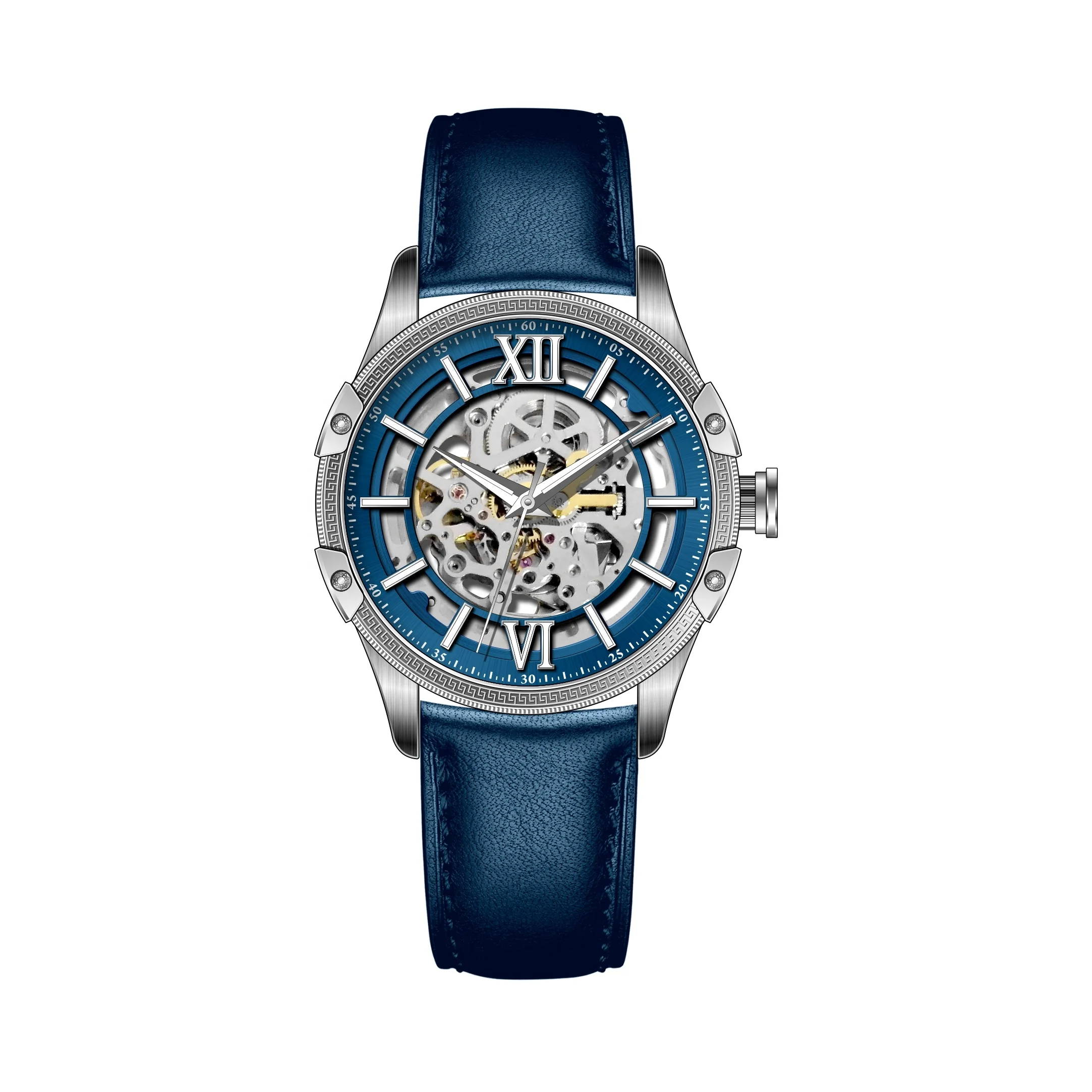 New Design Men Leather Strap Luxury Luminous Customized Case Fashion Men Automatic Mechanical Watch
