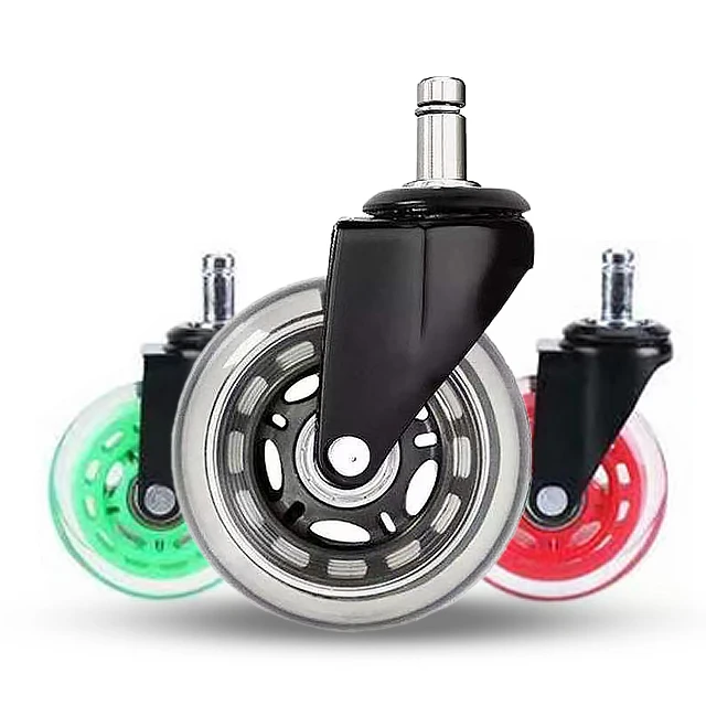 Amazon Top Seller 3 Inch Transparent Universal Swivel Chair Stem PU Furniture Casters Wheels