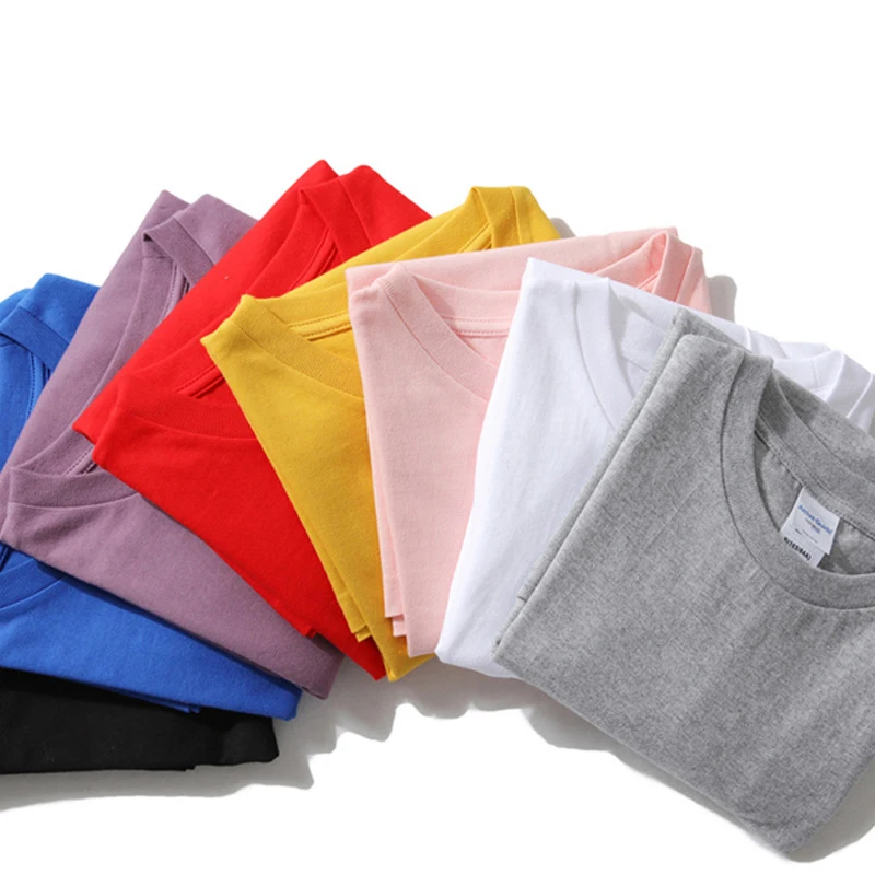 240g round neck solid color T-shirt European version loose short sleeve