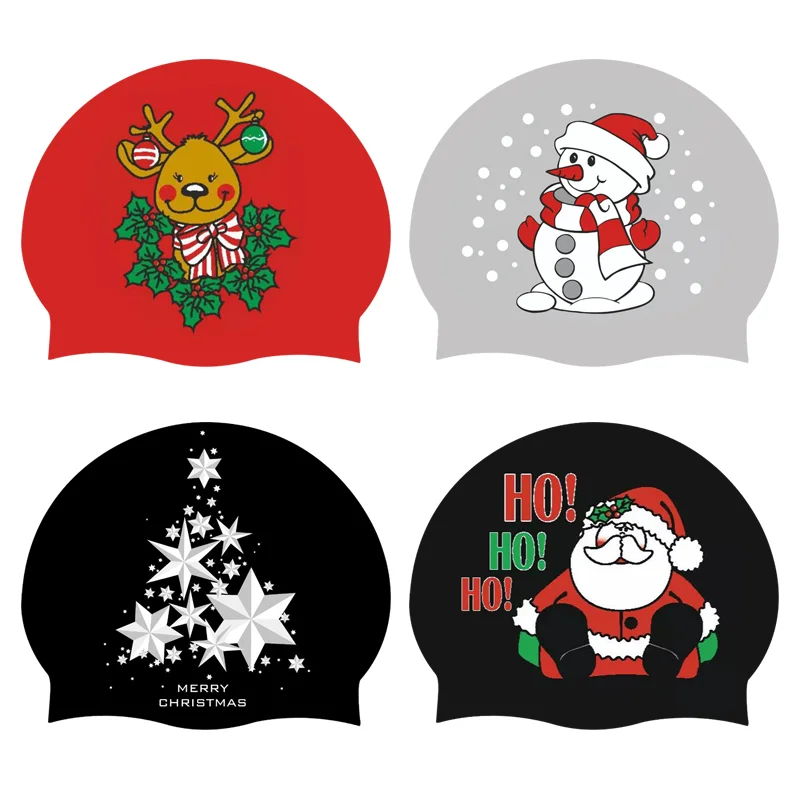 Мужские и женские рождественские высококачественные водонепроницаемые шапочки для плавания высокоэластичные силиконовые горячая распродажа