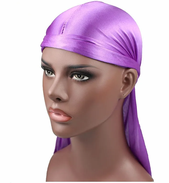 Solid satin durags Silk Polyester Shinning split color durag custom designer printing durag