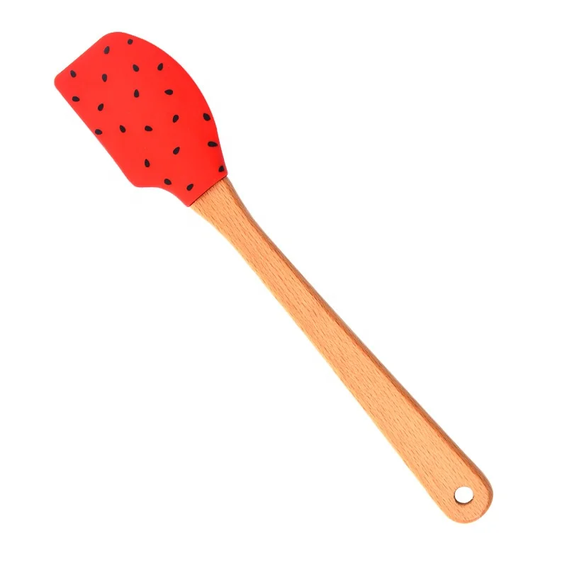 Kitchen Series Cartoon Silicone kids Spatulas with wood Handle Butter Scraper mini spatula Pastry Tools