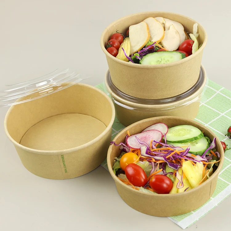 32oz/1000ml disposable Bamboo fiber Paper kraft salad bowl