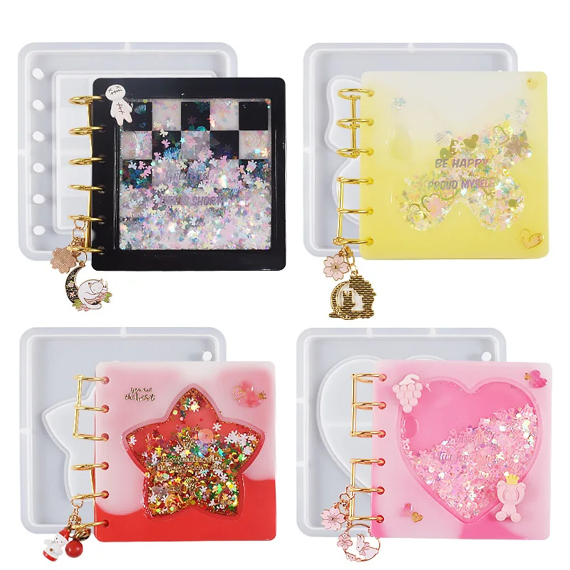 Hot Selling DIY Crystal Glue Flowing Sand Epoxy Resin Notebook Cover Silicone Mold