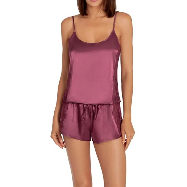 
Low MOQ Satin And Lace Girls Pajamas Tops And Shorts Set Ladies Pajamas Set For Summer Pajamas Women Satin 