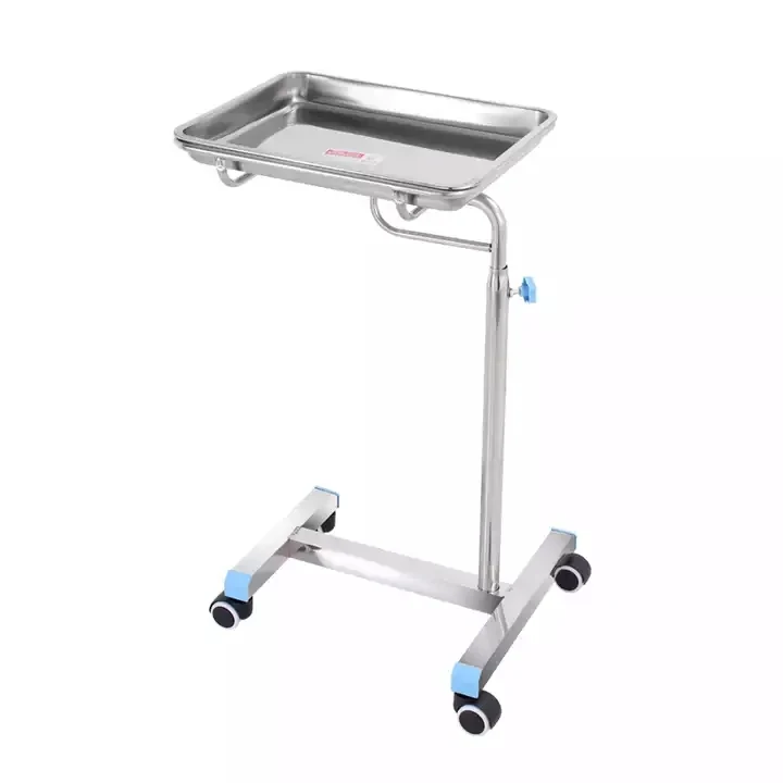 Medical 304 stainless single pole tray mayo hospital trolley