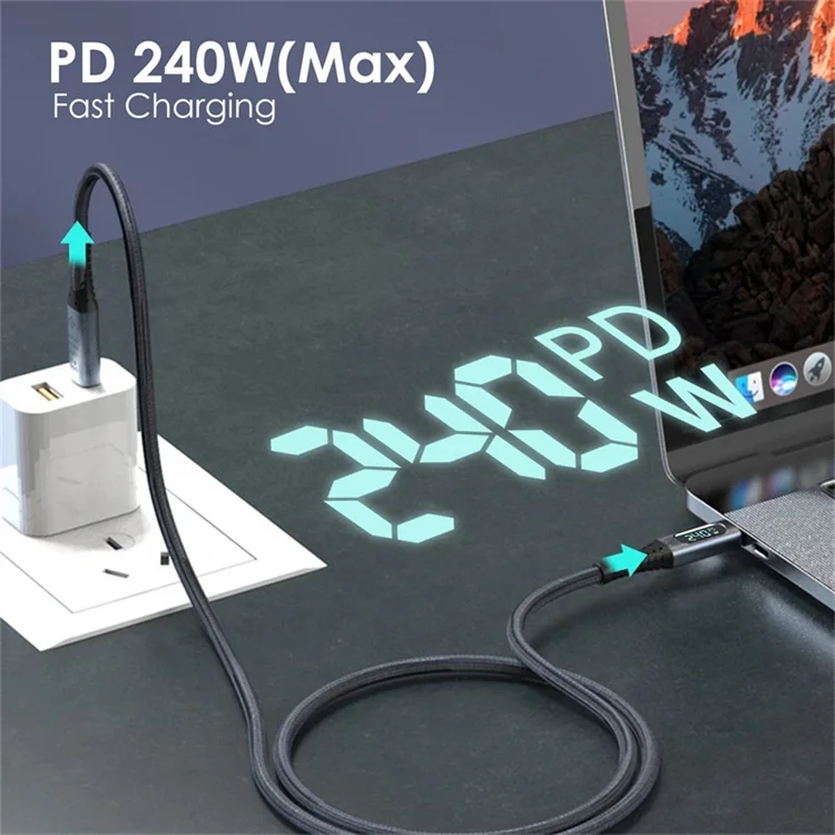 USB4 ELbow Display Cable 40Gbps Type C to C Cable PD3.1 240W Fast Charge Cable 8K@60Hz for PS5 Switch MacBook Pro