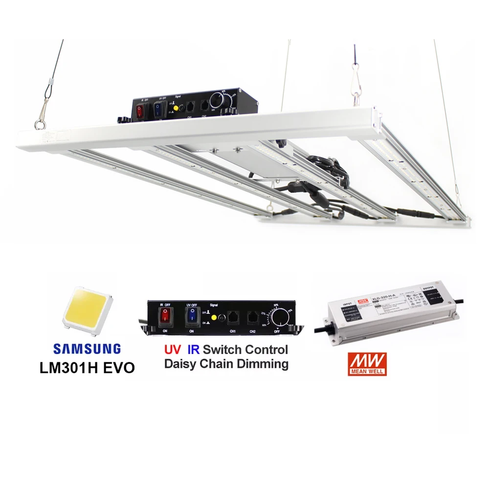 APP smart controller 320W Original LM301H EVO led grow light 4 bars full spectrum for hydroponic