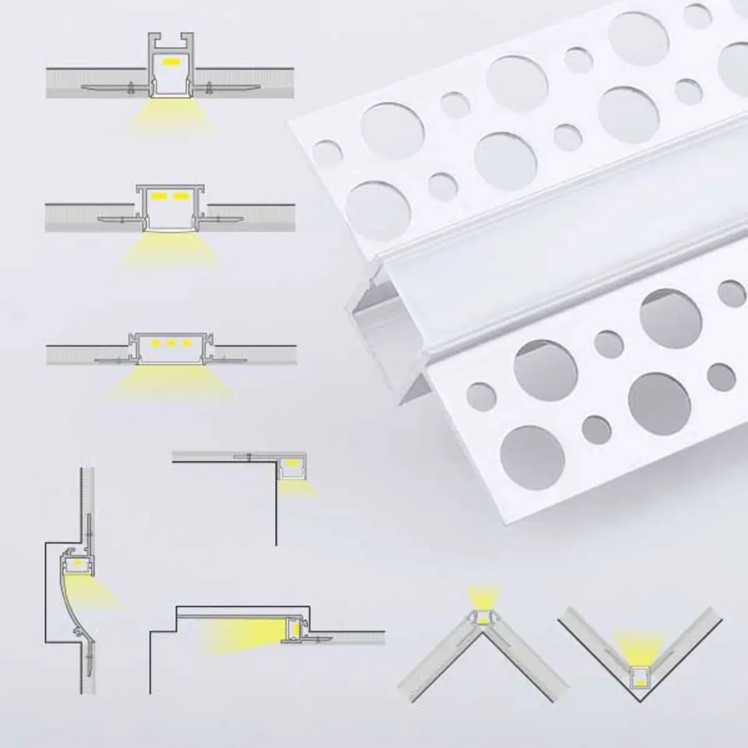 
Plaster in aluminum led profile for drywall recessed mounted 2m and 3m length in stock selling 
