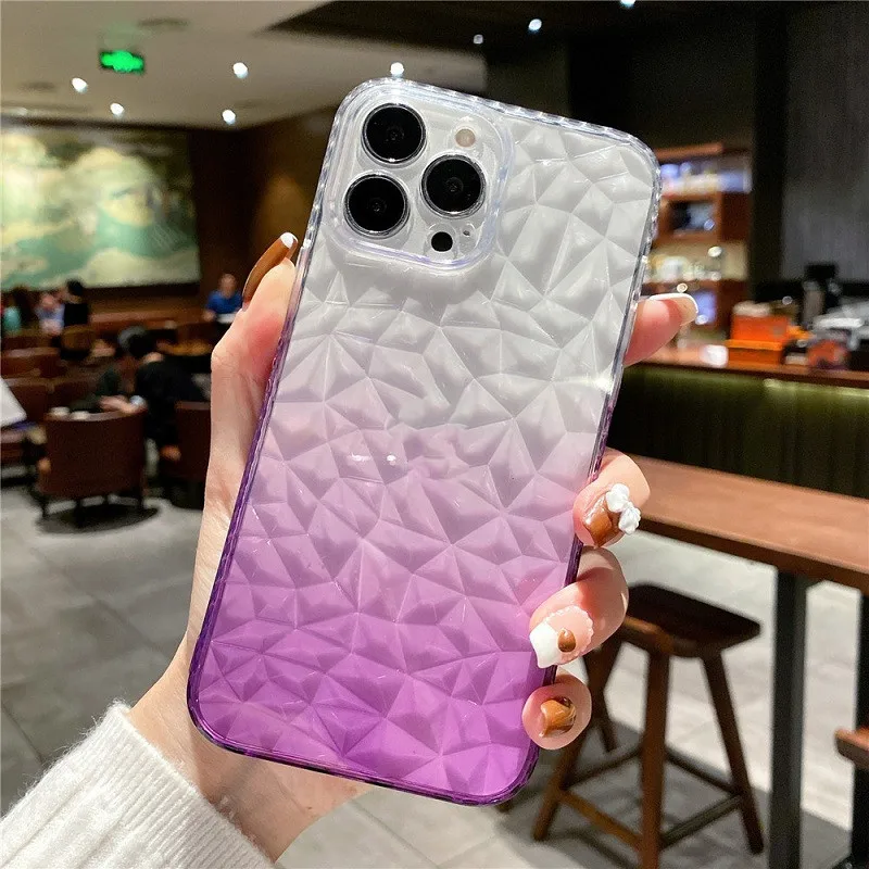 Factory Custom Fashion Diamond Gradient Cell Phone Case Airbag Bumper Armor Protect for iPhone Back Cover