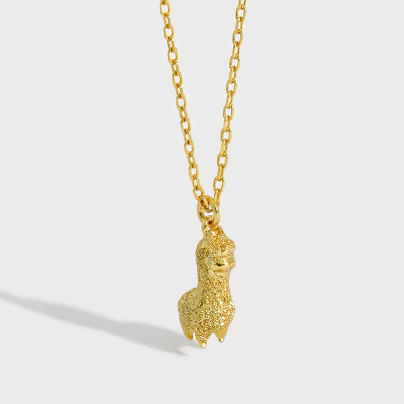 S925 Sterling Silver Animal Necklace 18K Gold Plated Mini Alpaca Pendant Necklaces